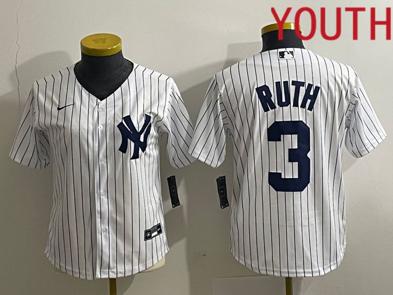 Youth New York Yankees #3 Ruth White Nike Game MLB Jersey